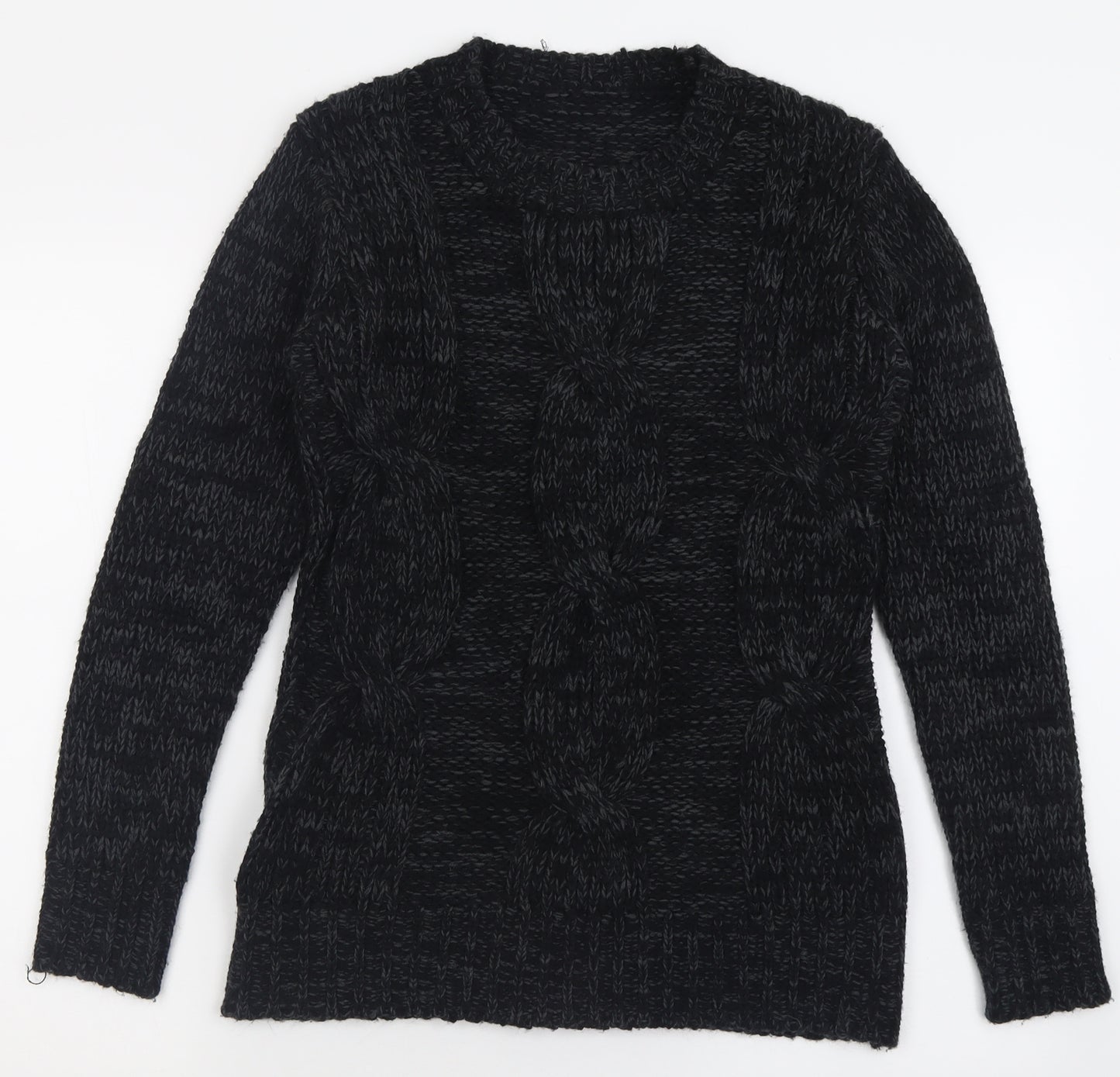 Preworn Mens Black Crew Neck  Cotton Pullover Jumper Size L