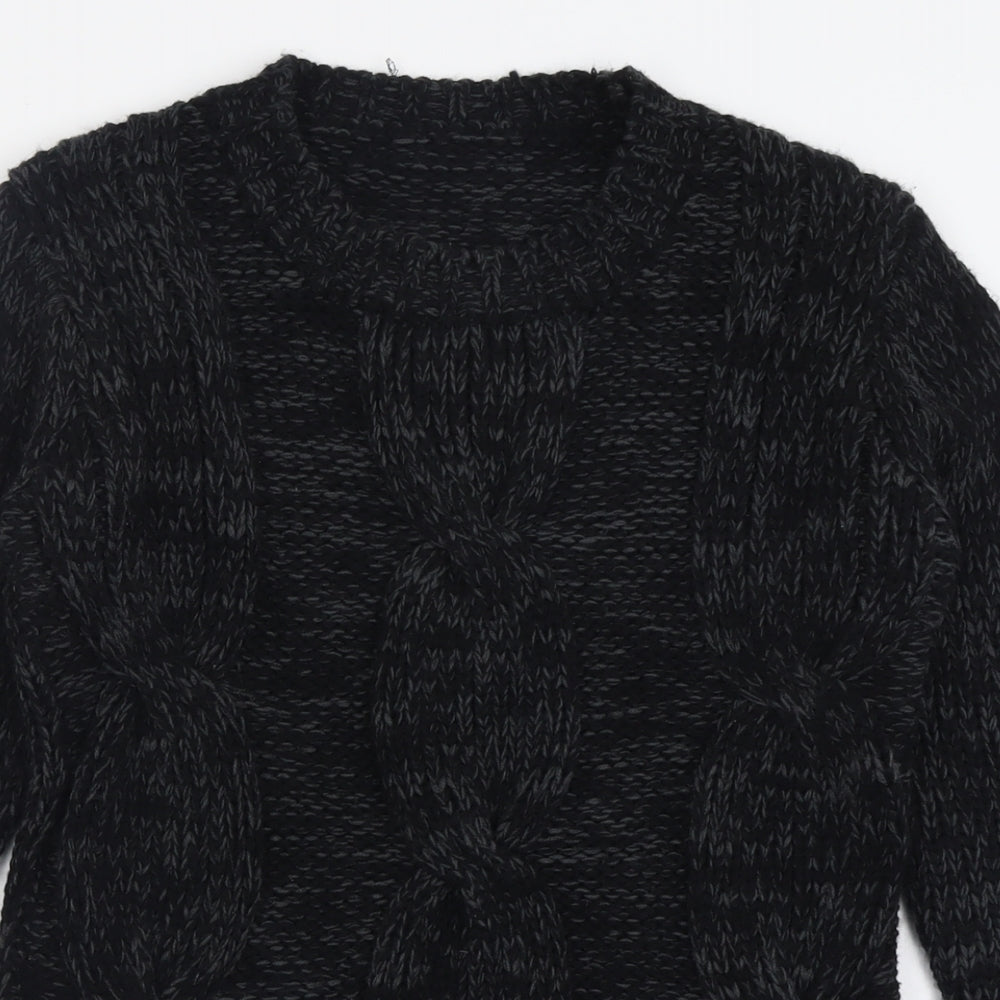 Preworn Mens Black Crew Neck  Cotton Pullover Jumper Size L