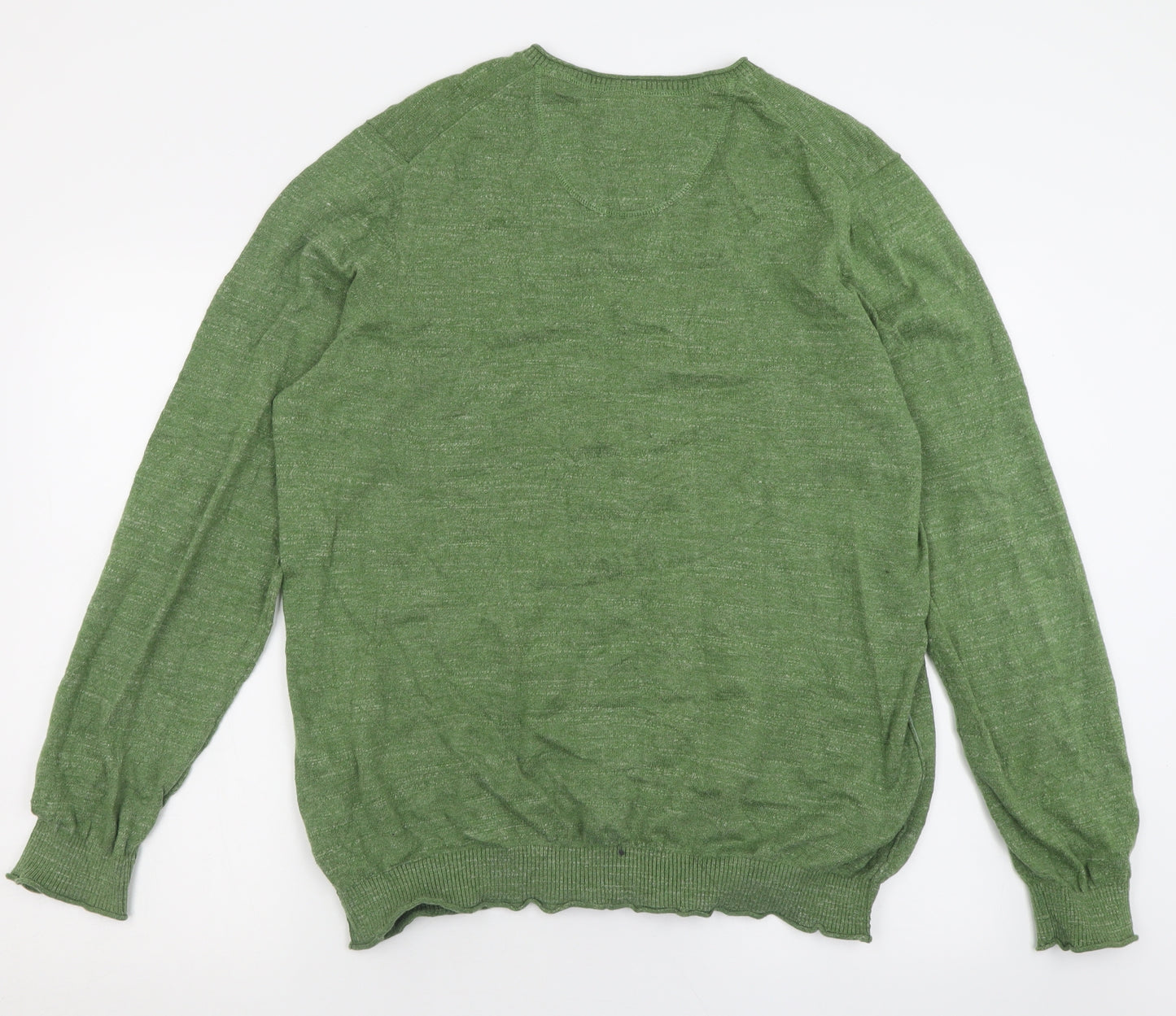 John Lewis Mens Green V-Neck  Cotton Pullover Jumper Size XL