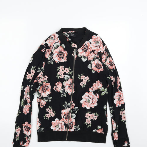 F&F Womens Black Floral  Jacket  Size 8  Zip