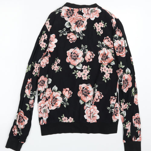 F&F Womens Black Floral  Jacket  Size 8  Zip