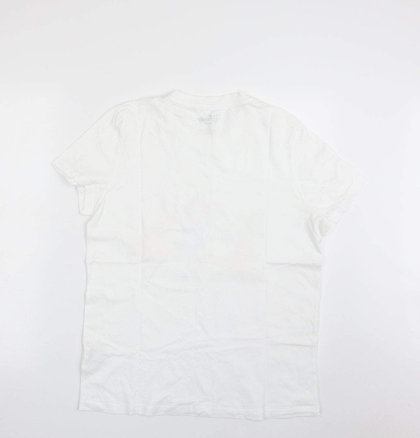 Primark Womens White  100% Cotton Basic T-Shirt Size 10 Crew Neck - Mickey Mouse; Size 10-12