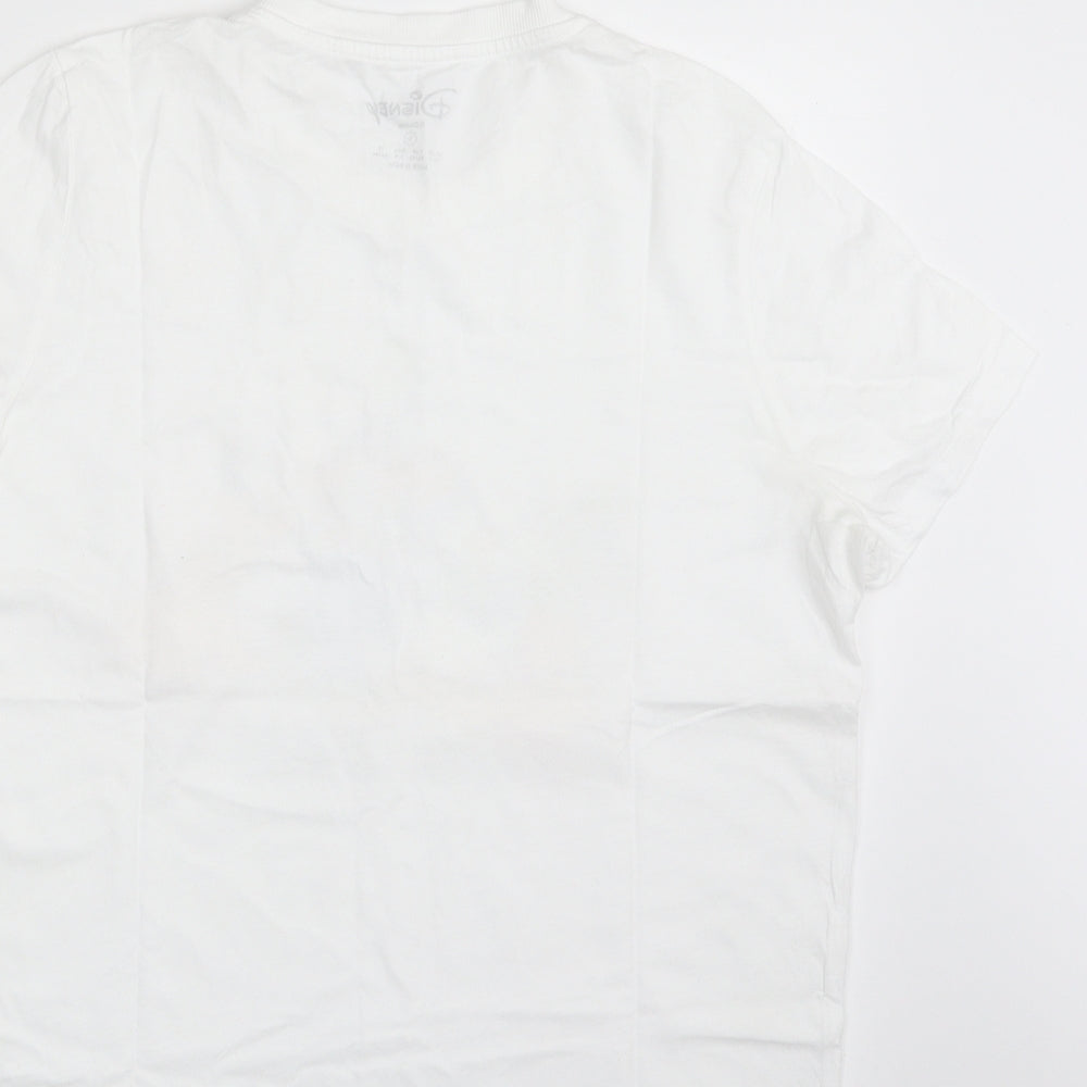 Primark Womens White  100% Cotton Basic T-Shirt Size 10 Crew Neck - Mickey Mouse; Size 10-12