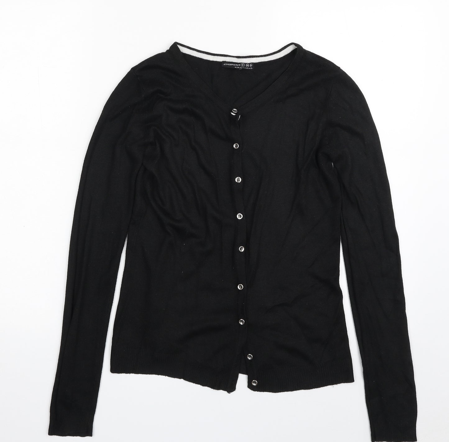 Atmosphere Womens Black V-Neck  Viscose Cardigan Jumper Size 8