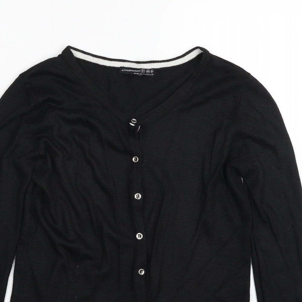 Atmosphere Womens Black V-Neck  Viscose Cardigan Jumper Size 8