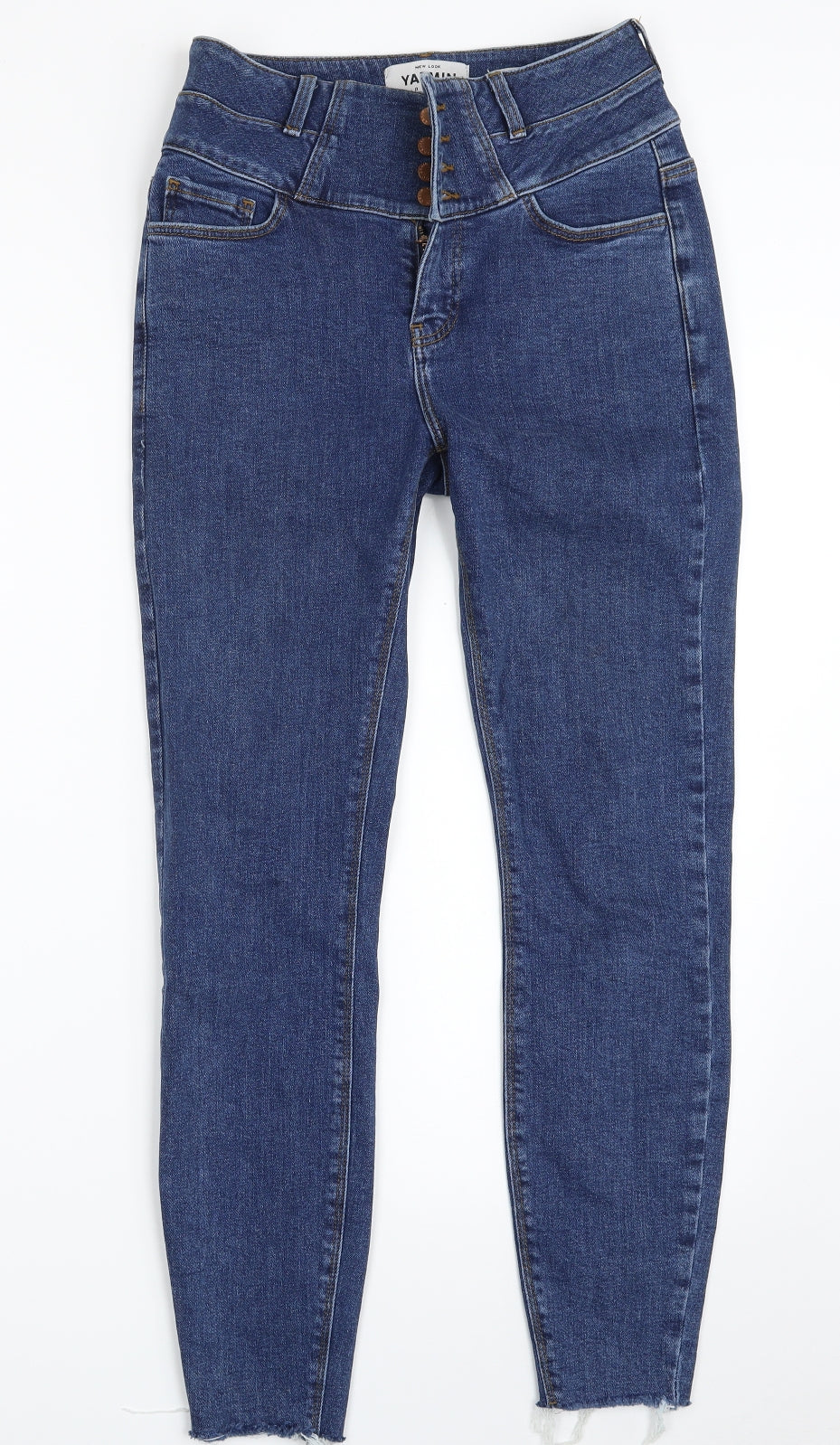 New Look Womens Blue  Cotton Skinny Jeans Size 8 L26 in Slim Zip - Frayed hem
