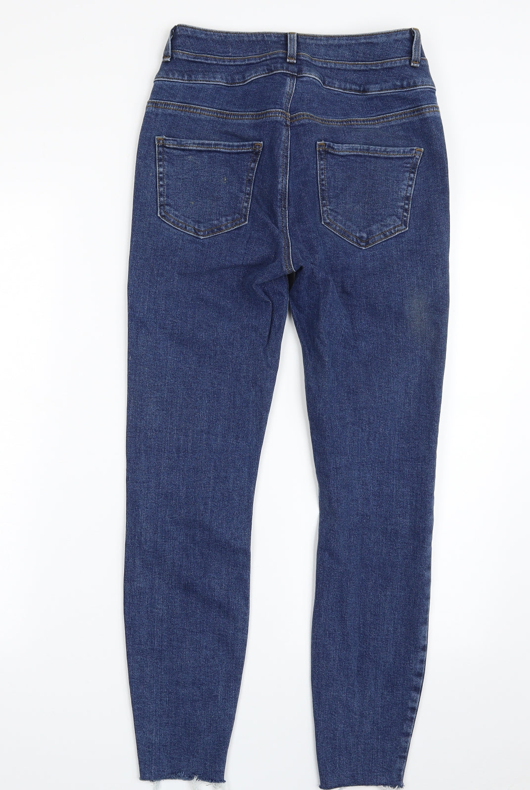 New Look Womens Blue  Cotton Skinny Jeans Size 8 L26 in Slim Zip - Frayed hem