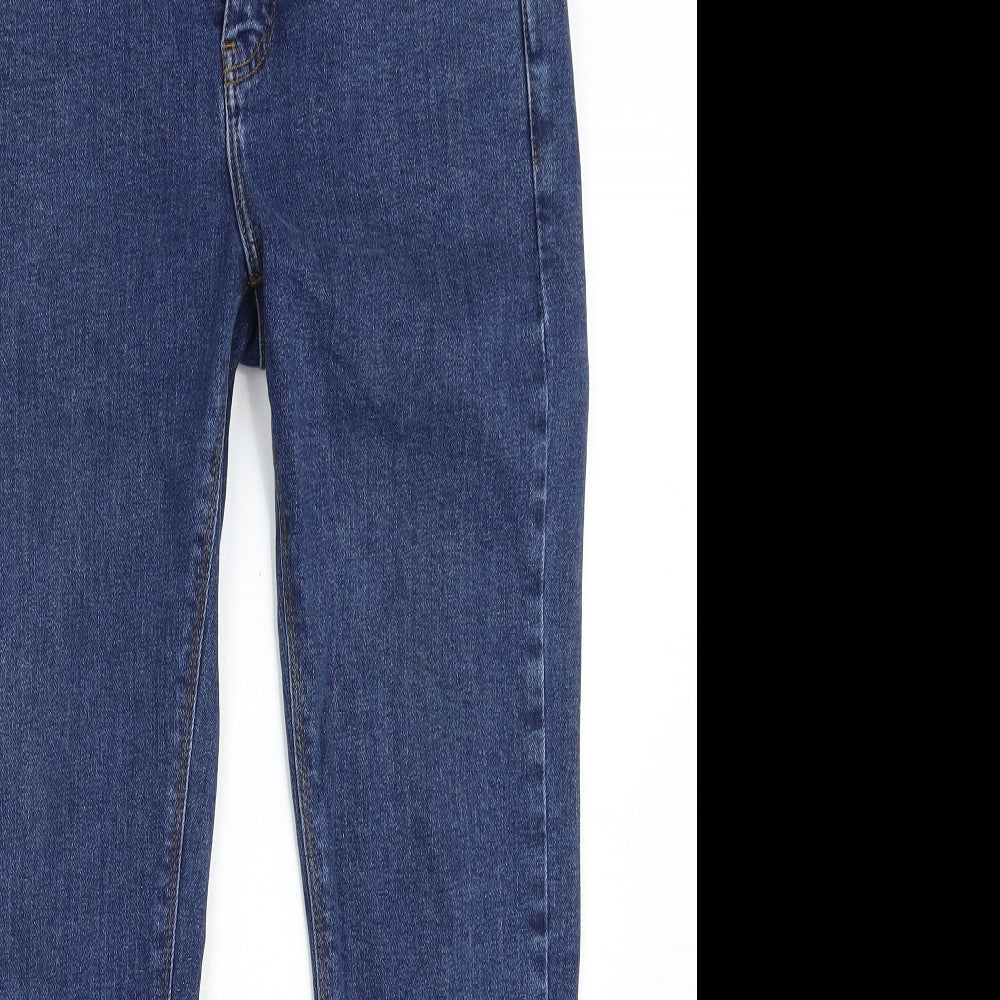 New Look Womens Blue  Cotton Skinny Jeans Size 8 L26 in Slim Zip - Frayed hem