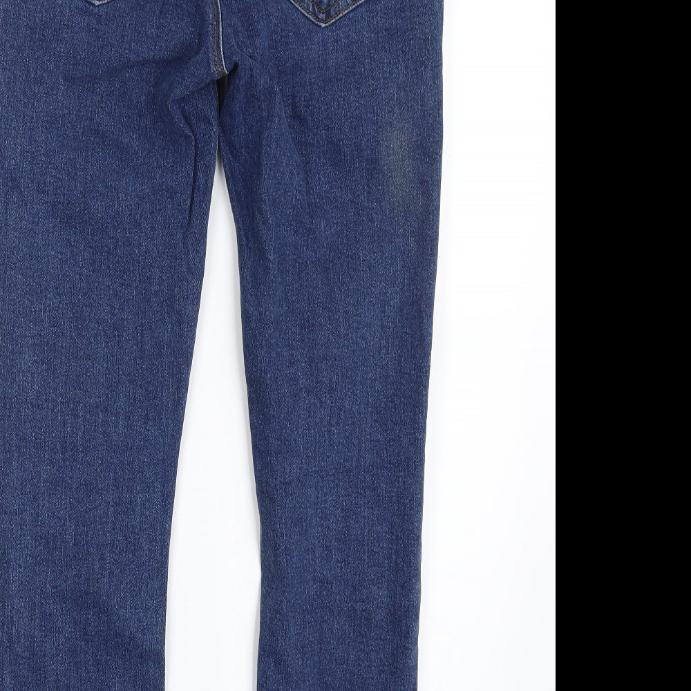 New Look Womens Blue  Cotton Skinny Jeans Size 8 L26 in Slim Zip - Frayed hem