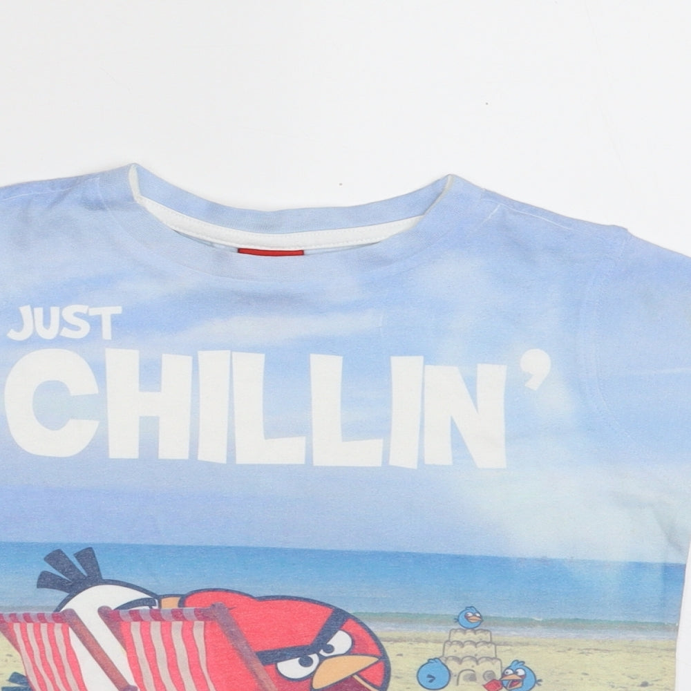 Angry Birds Boys White  Polyester Pullover T-Shirt Size 6-7 Years Crew Neck Pullover - Just Chillin'