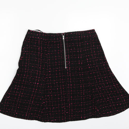 Dunnes Stores Womens Black Check Acrylic A-Line Skirt Size 12   Zip