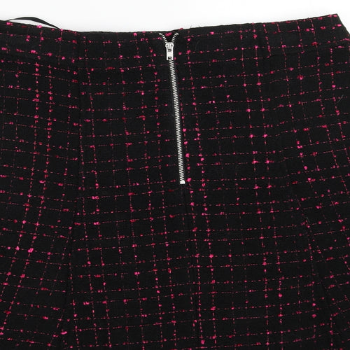 Dunnes Stores Womens Black Check Acrylic A-Line Skirt Size 12   Zip