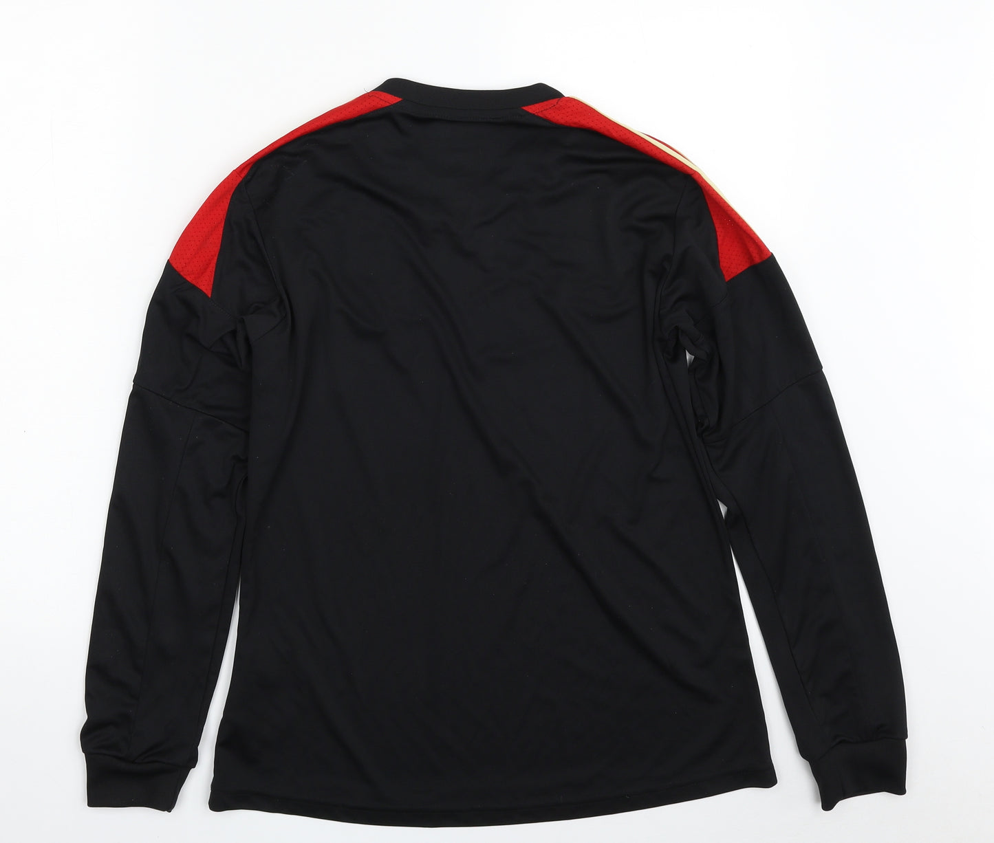 adidas Womens Black Striped 100% Polyester Pullover T-Shirt Size 12 V-Neck Pullover - German Football Association