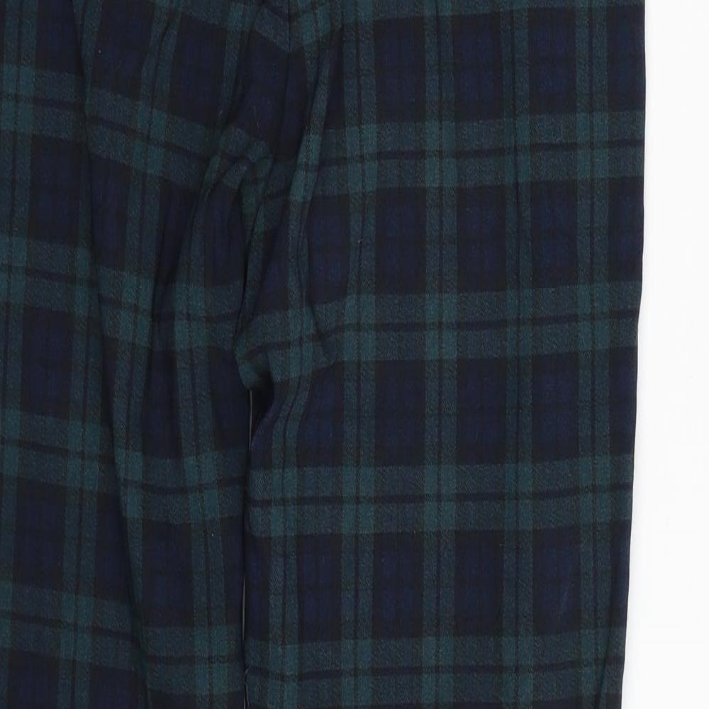 Primark Womens Green Plaid Viscose Dress Pants Trousers Size 14 L28 in Slim Zip