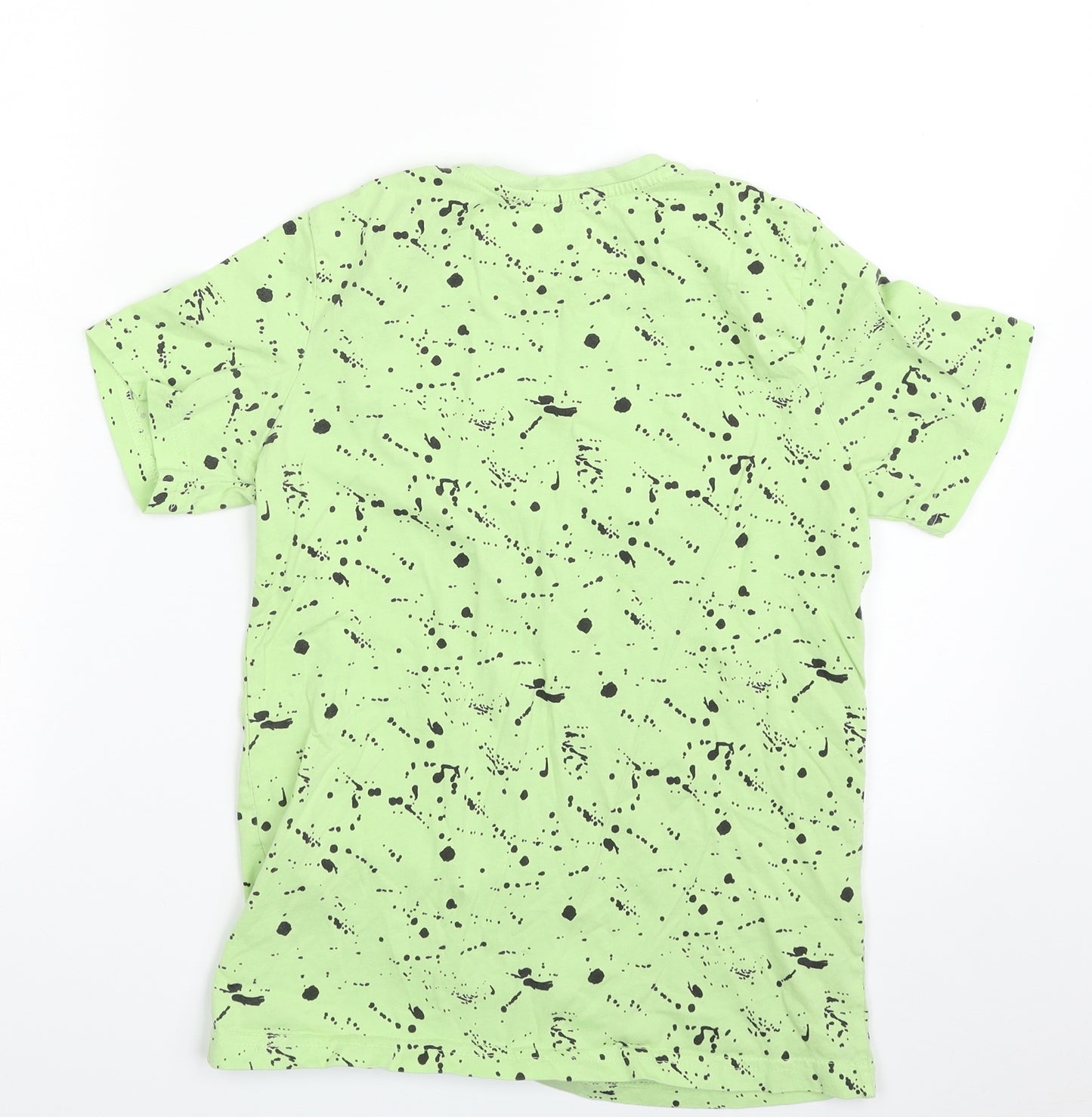Primark Boys Green  100% Cotton Pullover T-Shirt Size 10-11 Years Crew Neck Pullover - Flecked