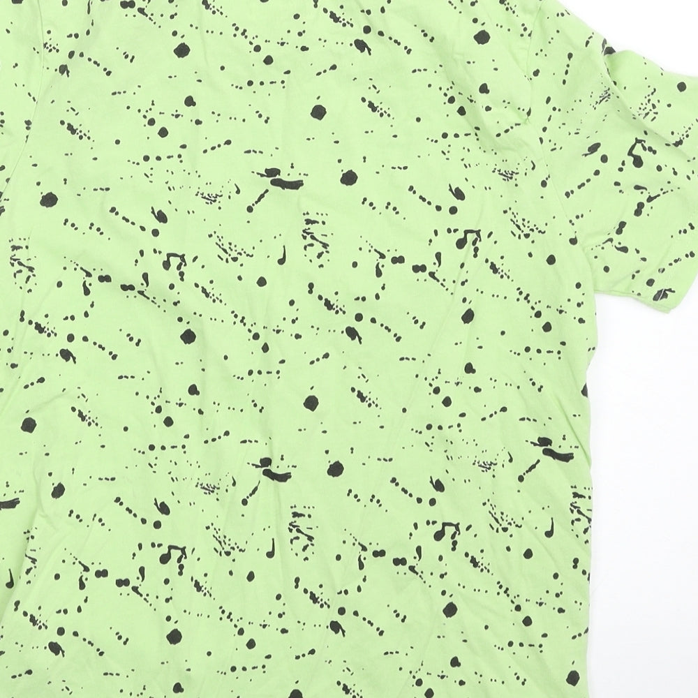Primark Boys Green  100% Cotton Pullover T-Shirt Size 10-11 Years Crew Neck Pullover - Flecked