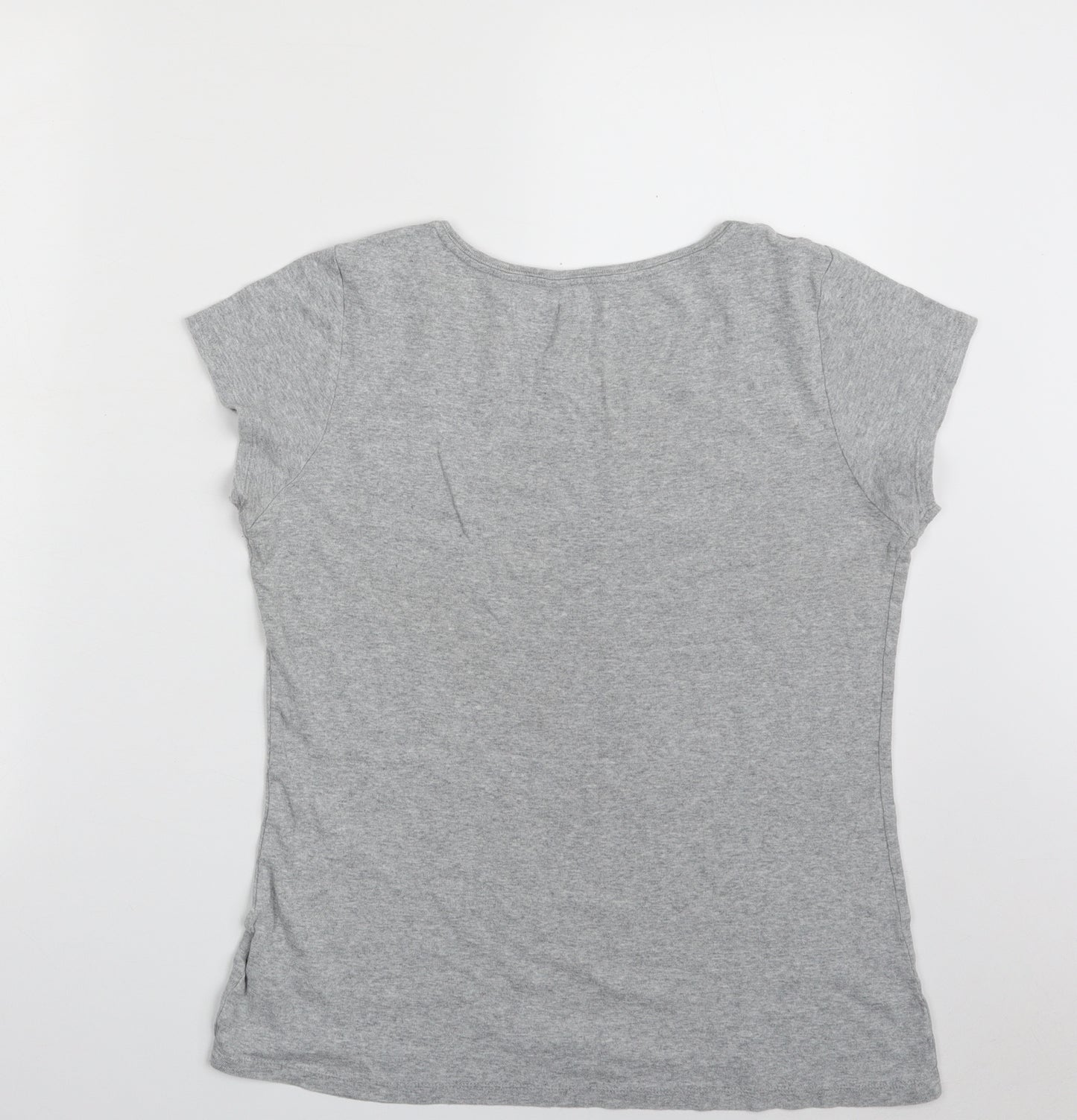 Papaya Womens Grey  100% Cotton Basic T-Shirt Size 14 Scoop Neck