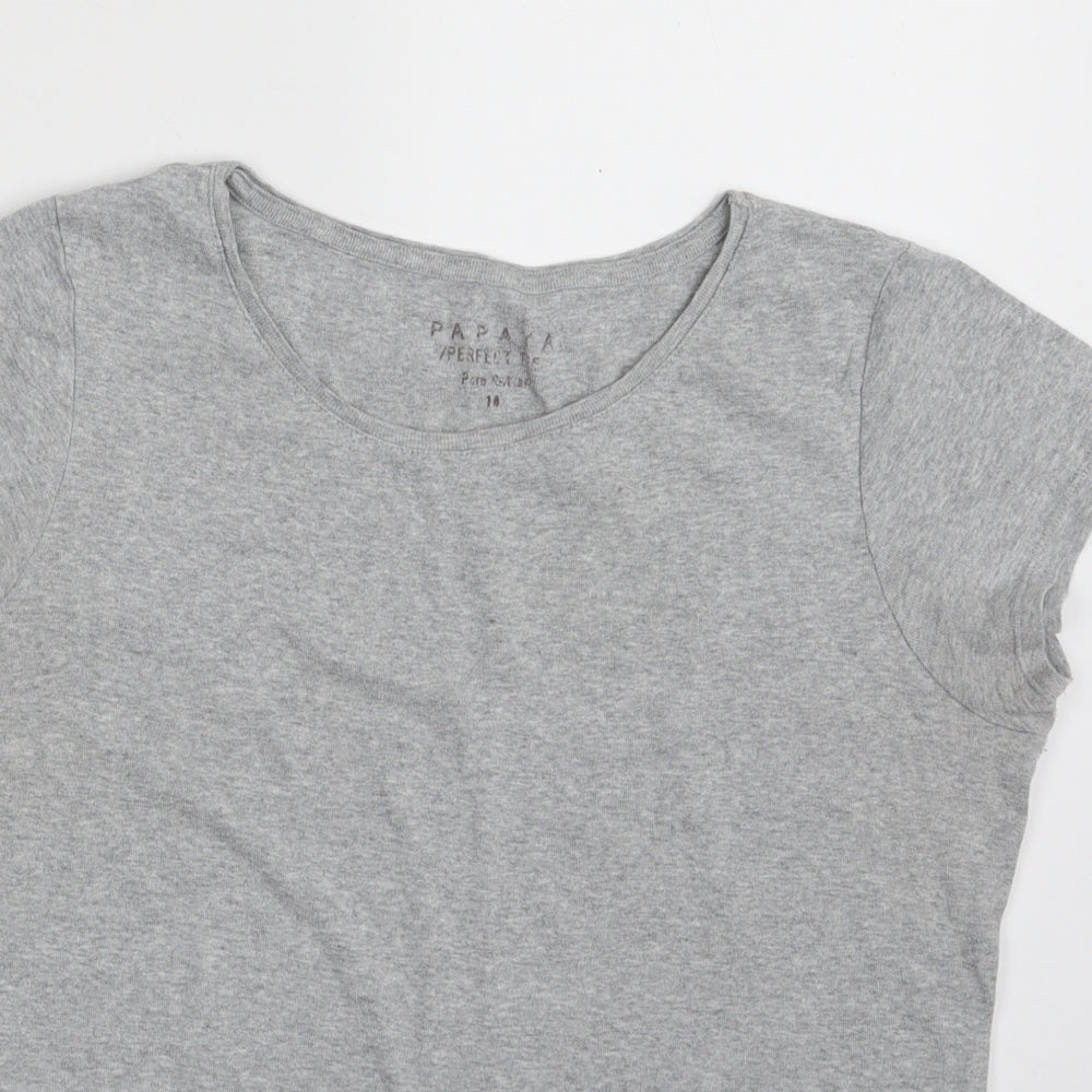 Papaya Womens Grey  100% Cotton Basic T-Shirt Size 14 Scoop Neck