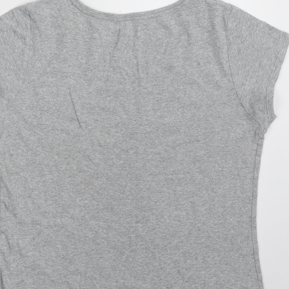 Papaya Womens Grey  100% Cotton Basic T-Shirt Size 14 Scoop Neck