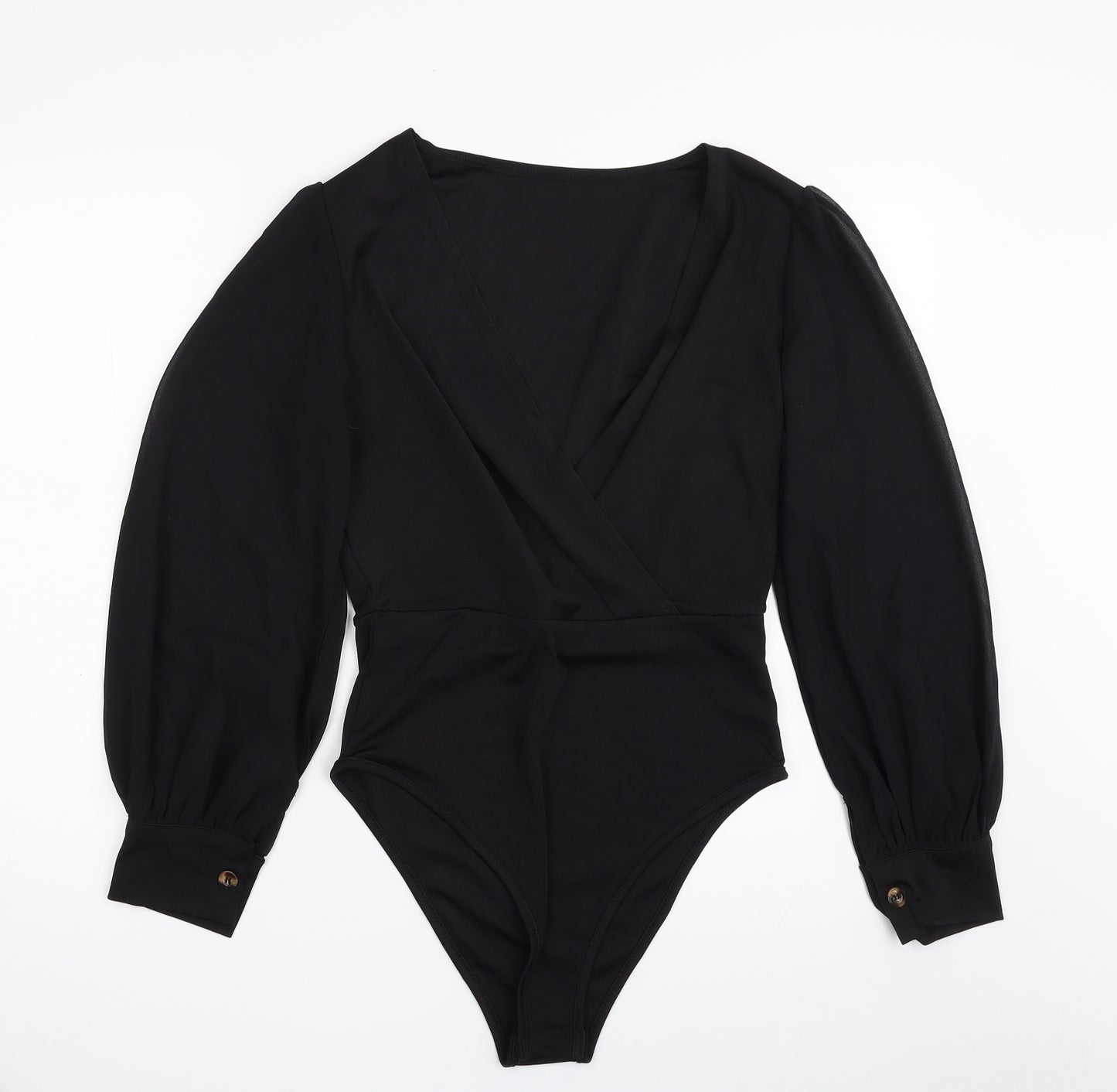 SheIn Womens Black  100% Polyester Bodysuit One-Piece Size S  Snap - Item Length -30in