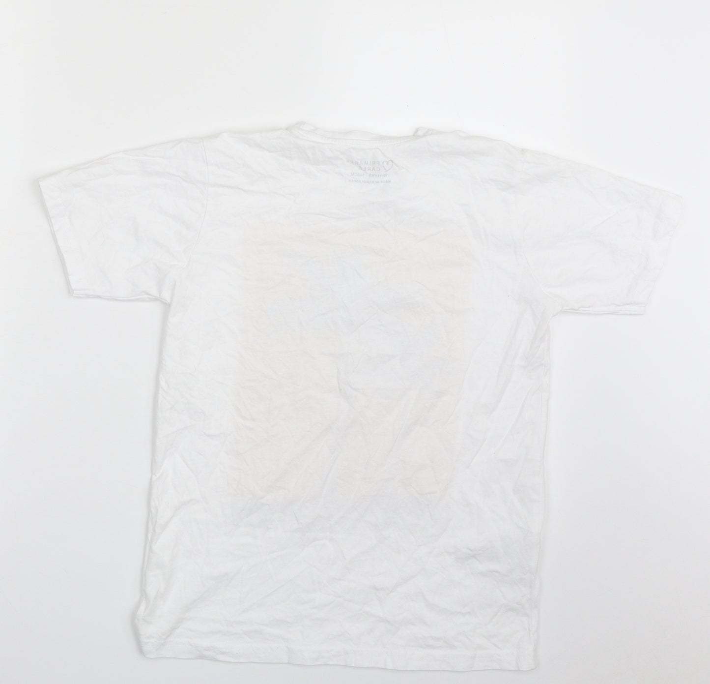 Primark Boys White  100% Cotton Pullover T-Shirt Size 10-11 Years Crew Neck Pullover - San Francisco Vibes