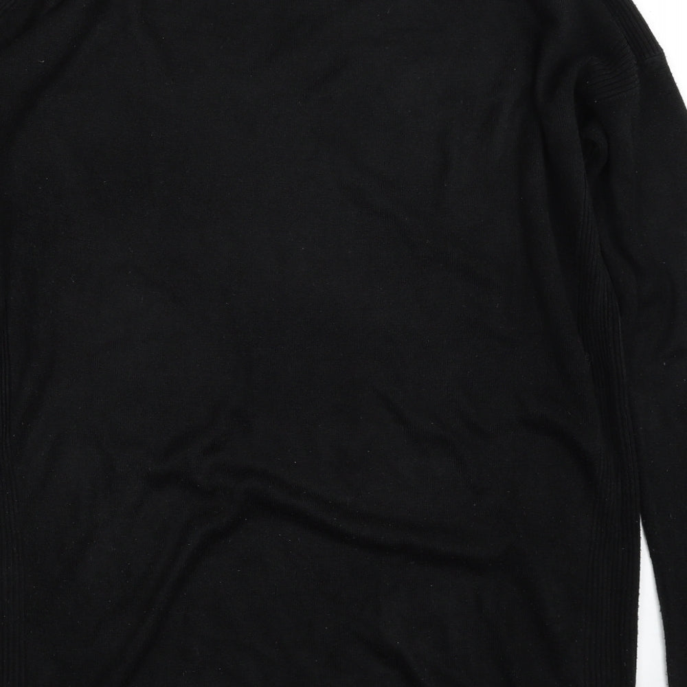 New Look Womens Black Crew Neck  Acrylic Tunic Jumper Size M