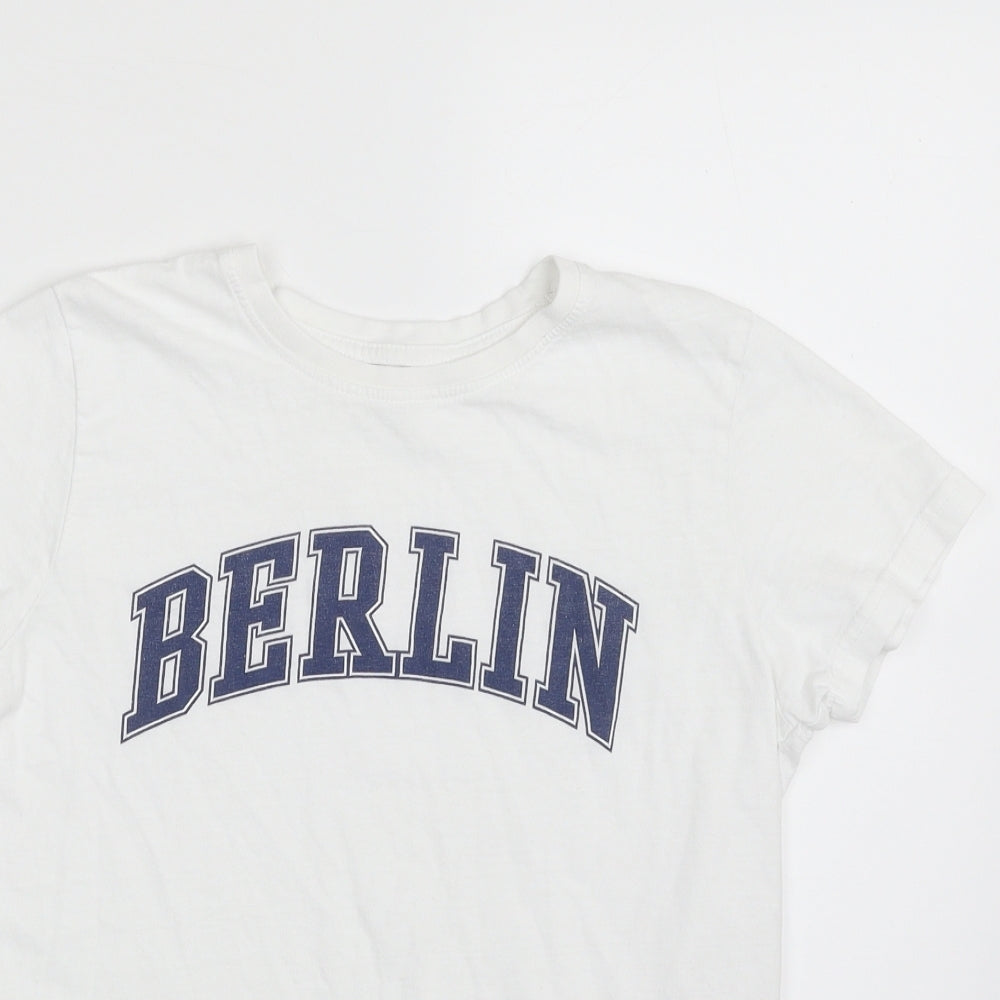 Primark Girls White  100% Cotton Pullover T-Shirt Size 11-12 Years Crew Neck Pullover - Berlin