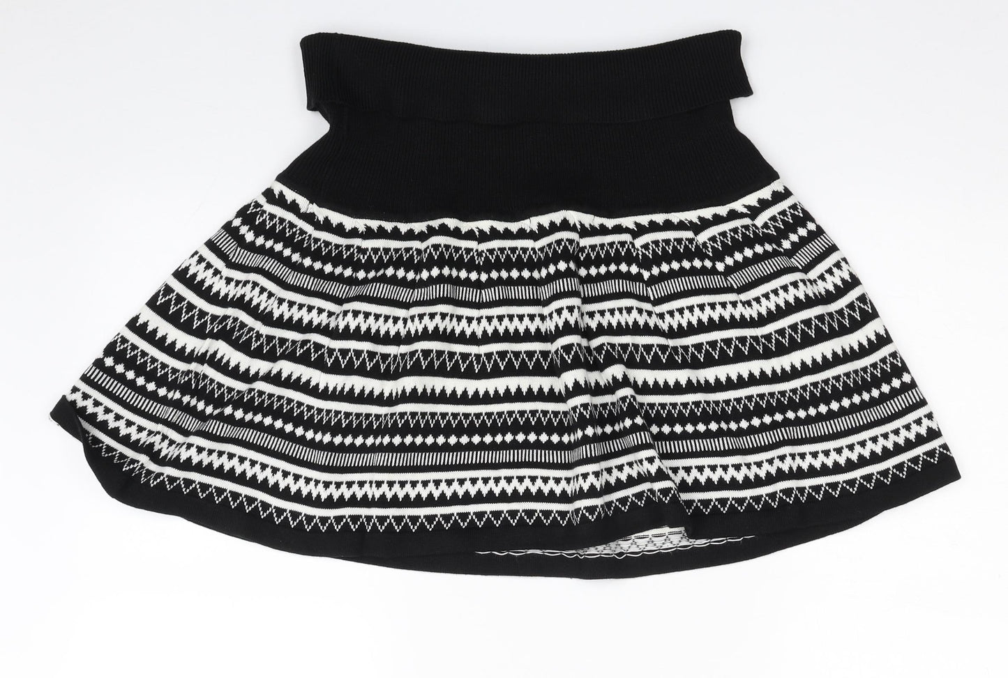 Atmosphere Womens Black Geometric Acrylic A-Line Skirt Size 16