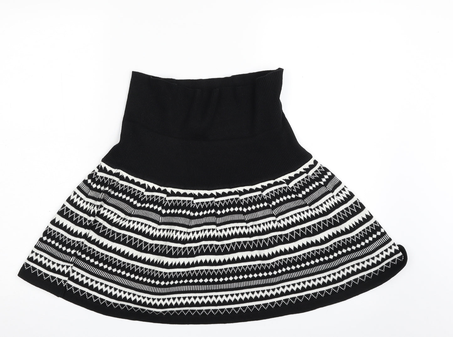 Atmosphere Womens Black Geometric Acrylic A-Line Skirt Size 16