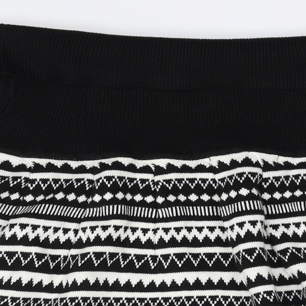 Atmosphere Womens Black Geometric Acrylic A-Line Skirt Size 16