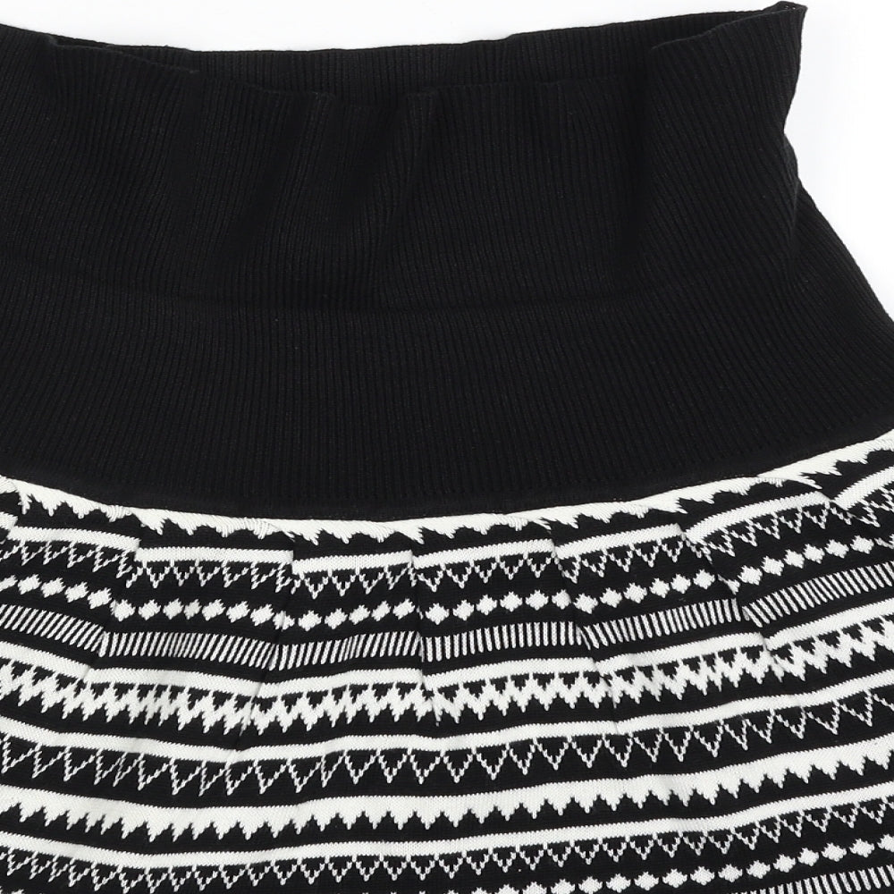 Atmosphere Womens Black Geometric Acrylic A-Line Skirt Size 16