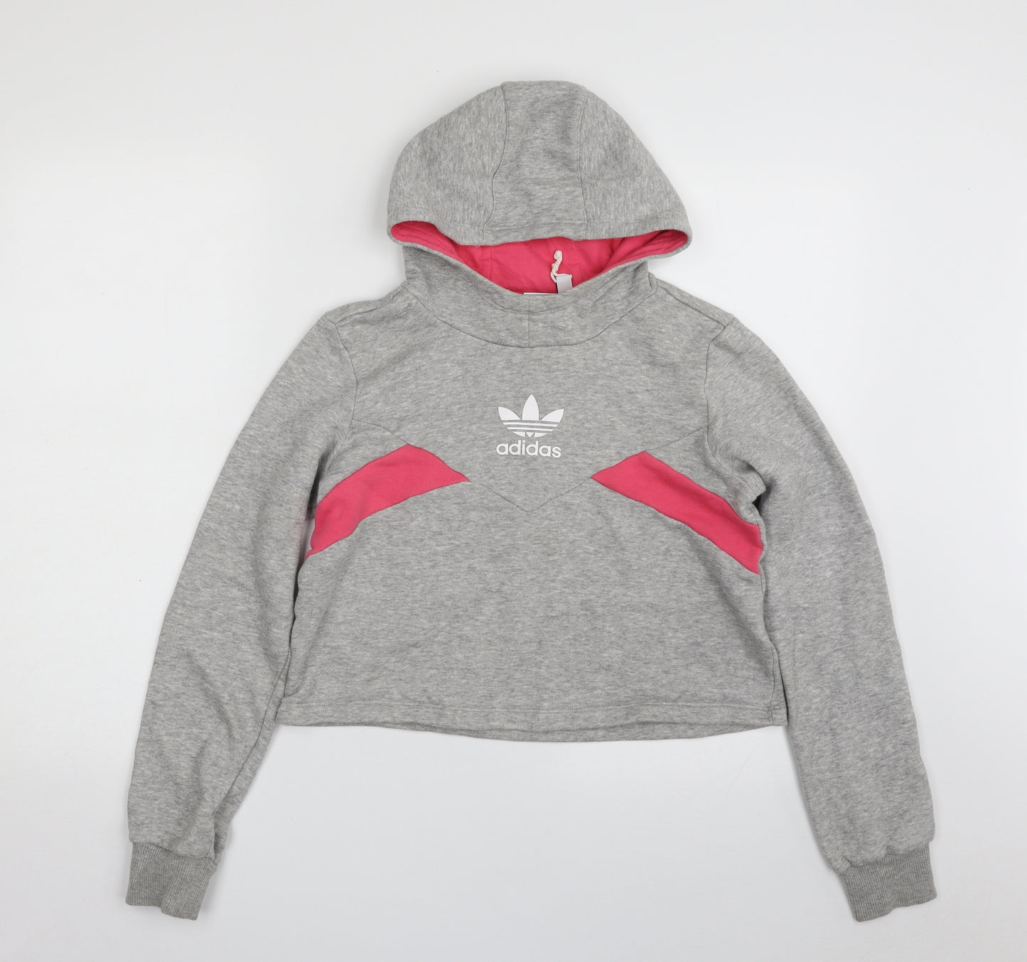 adidas Girls Grey  Cotton Pullover Hoodie Size 11-12 Years  Pullover