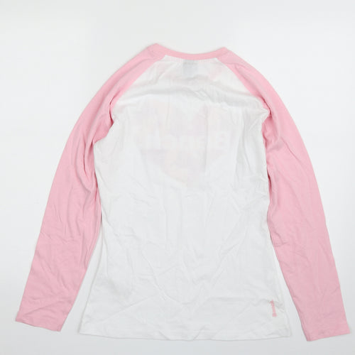 Bench Girls White  100% Cotton Pullover T-Shirt Size 13 Years Crew Neck Pullover - Heart