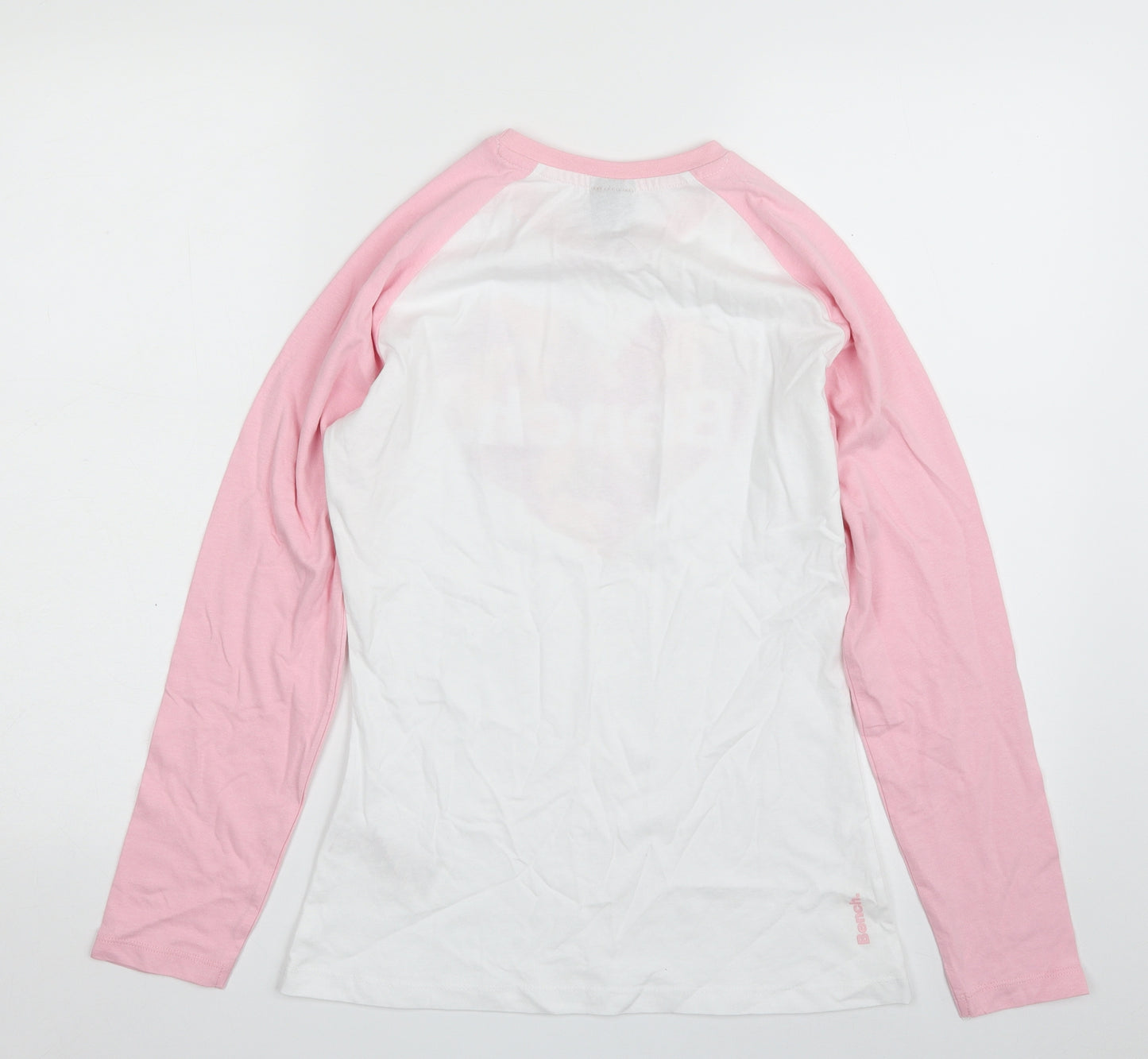 Bench Girls White  100% Cotton Pullover T-Shirt Size 13 Years Crew Neck Pullover - Heart