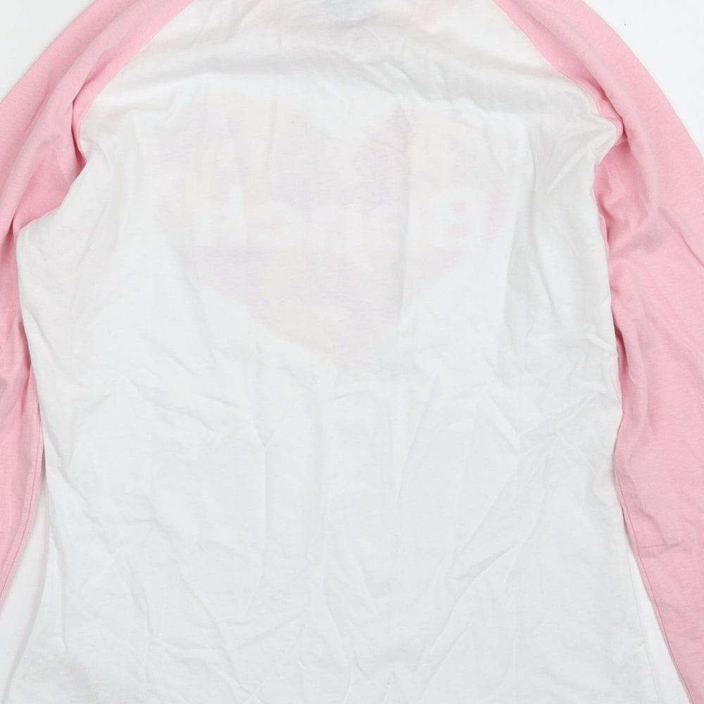 Bench Girls White  100% Cotton Pullover T-Shirt Size 13 Years Crew Neck Pullover - Heart