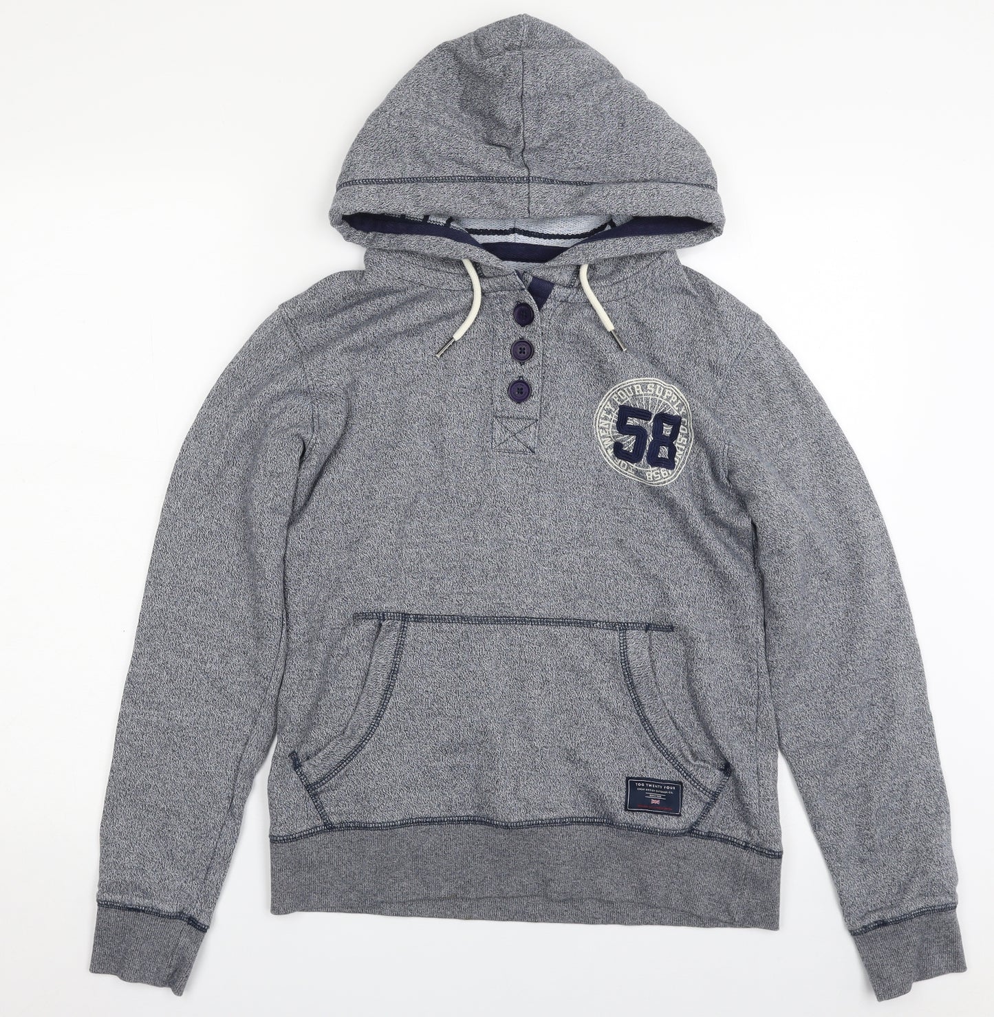 TOG 24 Womens Blue  100% Cotton Pullover Hoodie Size 10  Button