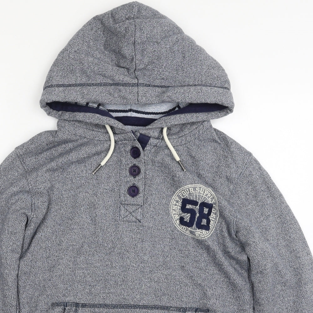 TOG 24 Womens Blue  100% Cotton Pullover Hoodie Size 10  Button