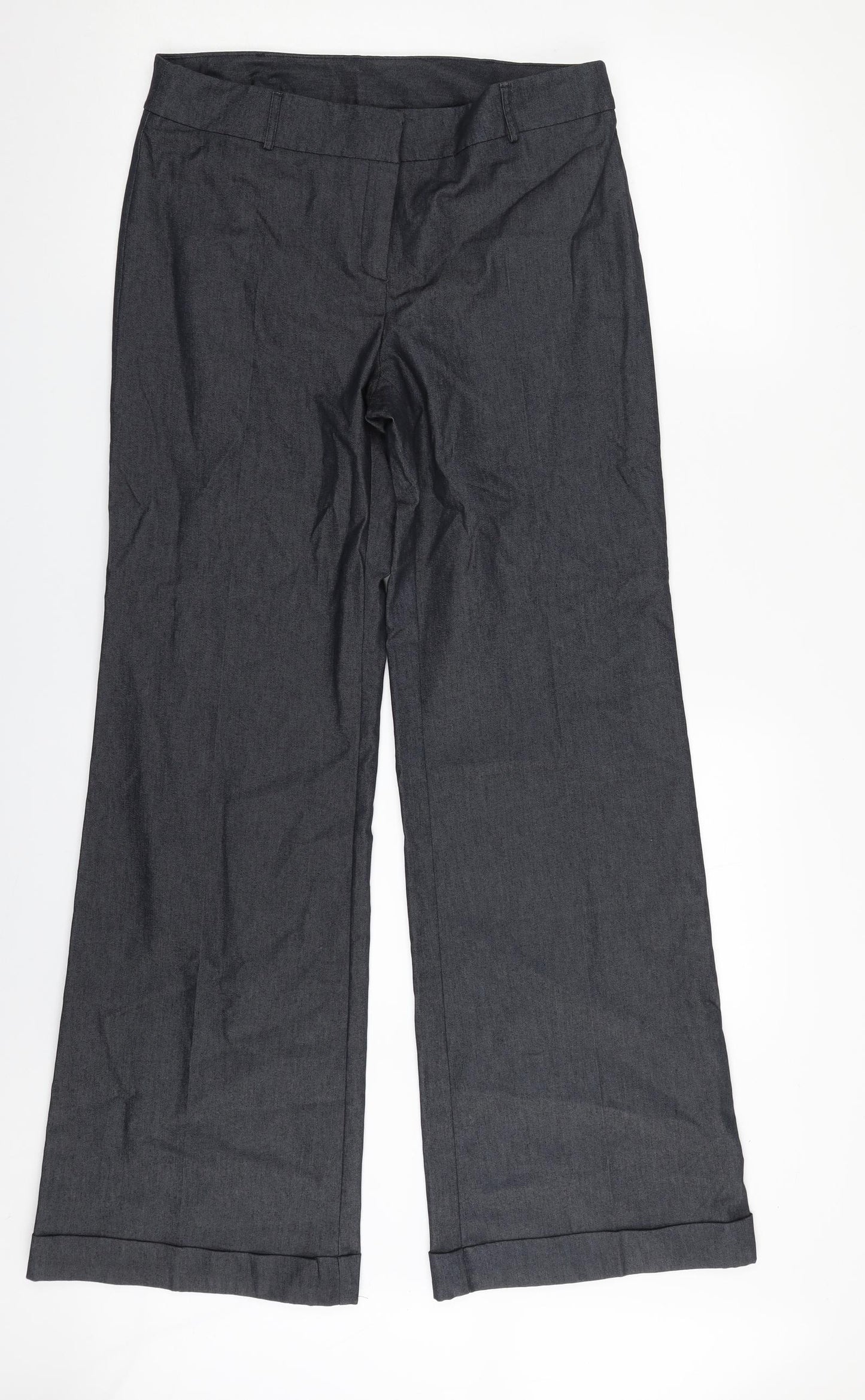 F&F Womens Blue  Cotton Trousers  Size 12 L31 in Regular Zip