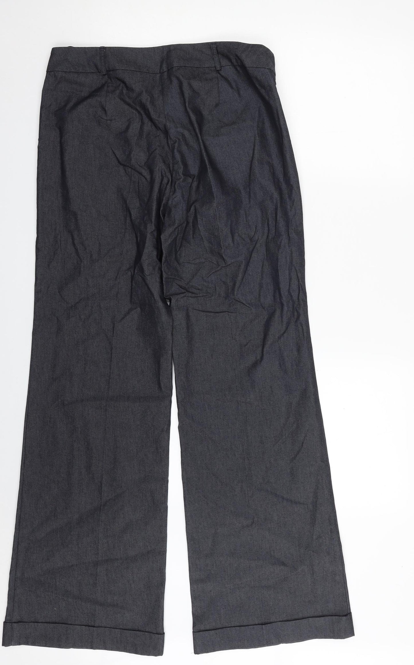 F&F Womens Blue  Cotton Trousers  Size 12 L31 in Regular Zip