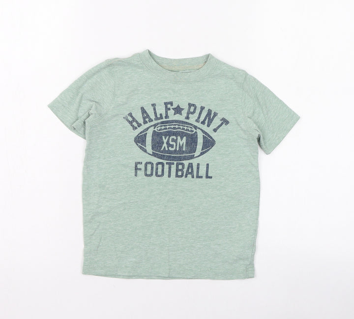 Carter's Boys Green Cotton Basic T-Shirt Size 4 Years Round Neck Pullover - American football