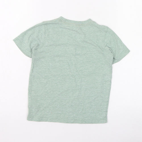 Carter's Boys Green  Cotton Basic T-Shirt Size 4 Years Round Neck Pullover - American football