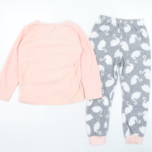 Primark Girls Pink Solid Polyester Top Pyjama Set Size 5-6 Years  Pullover - Swan