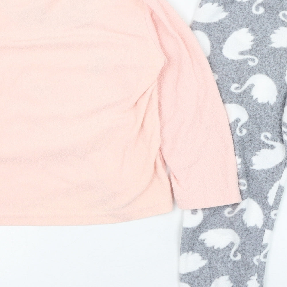 Primark Girls Pink Solid Polyester Top Pyjama Set Size 5-6 Years  Pullover - Swan