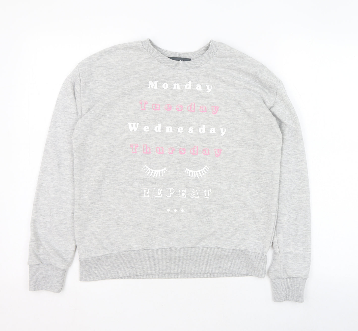Primark Womens Grey  Polyester Pullover Sweatshirt Size 8  Pullover