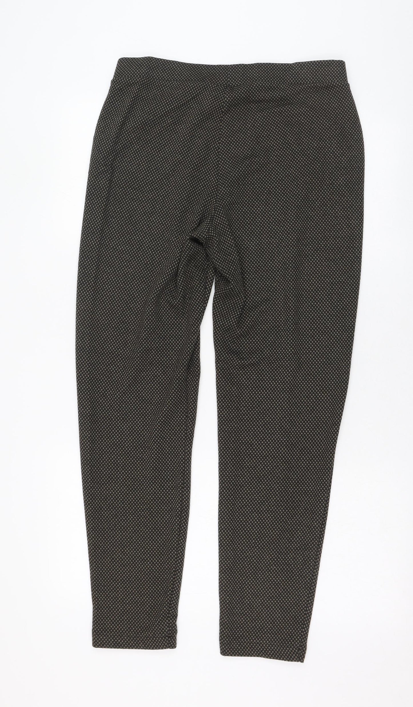 NEXT Womens Green Houndstooth Polyester Trousers  Size 12 L26 in Regular