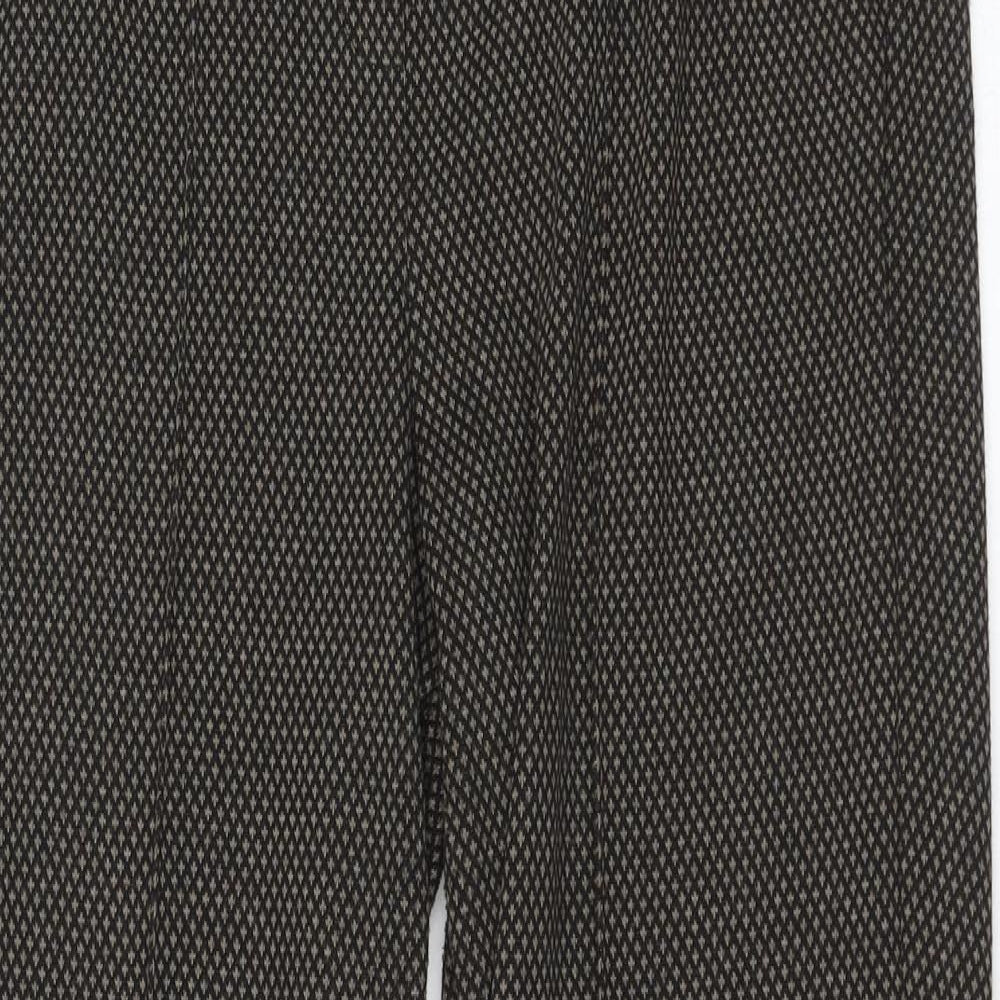 NEXT Womens Green Houndstooth Polyester Trousers  Size 12 L26 in Regular