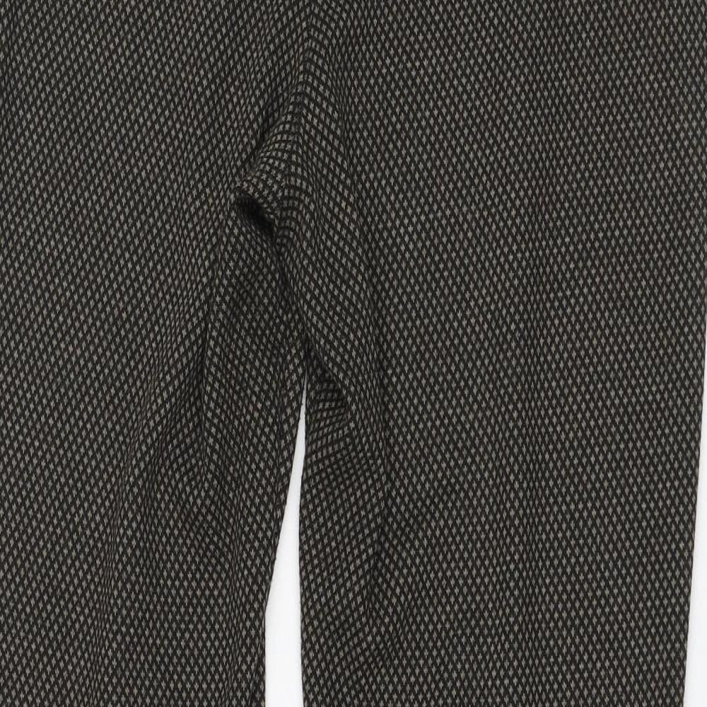 NEXT Womens Green Houndstooth Polyester Trousers  Size 12 L26 in Regular