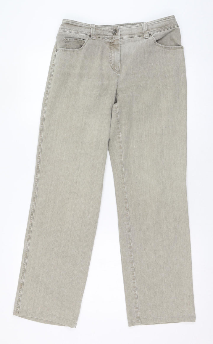 Gerry Weber Womens Beige Polyester Bootcut Jeans Size 32 L28 in Regular Zip