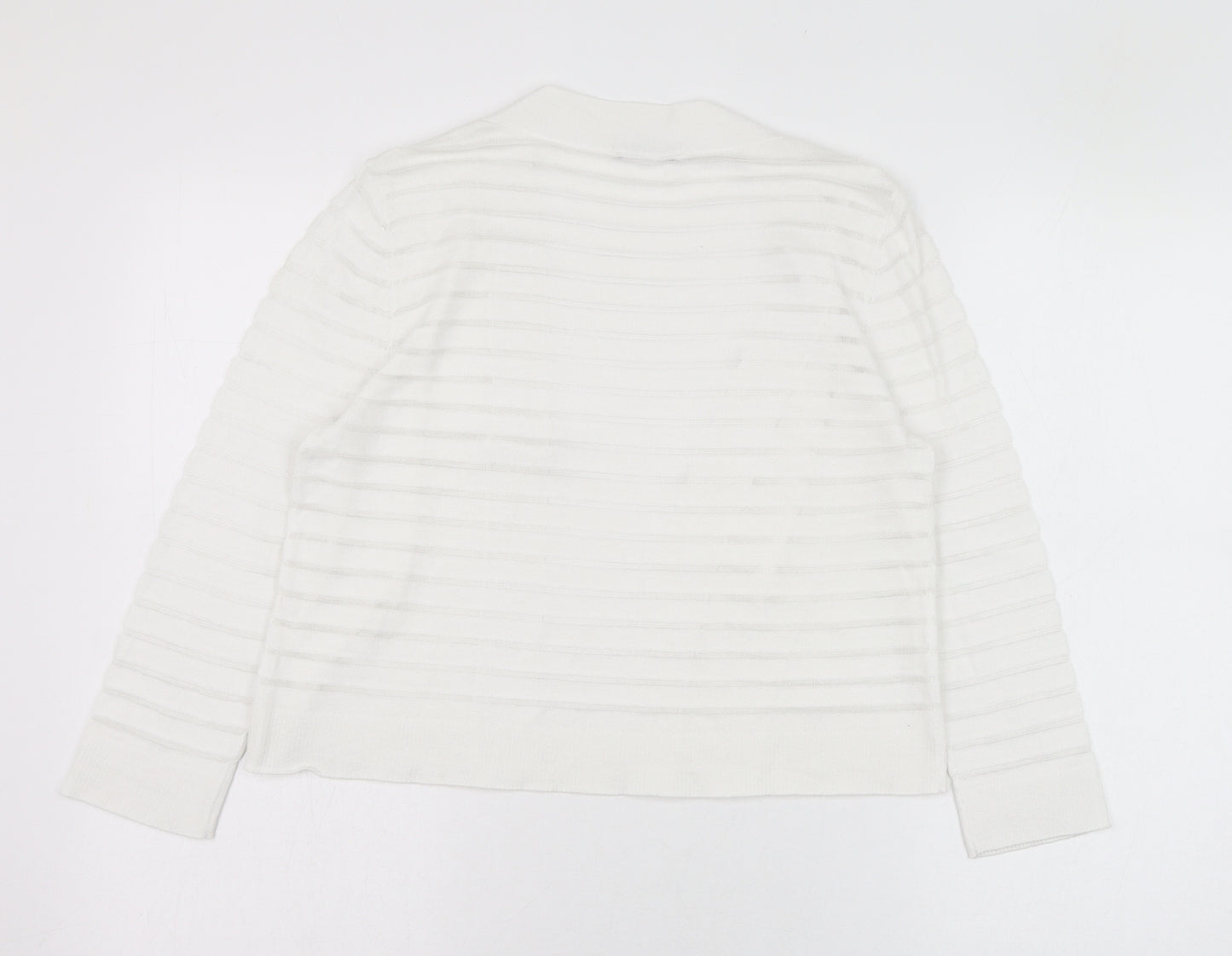 TU Womens White Round Neck  Polyester Cardigan Jumper Size 8