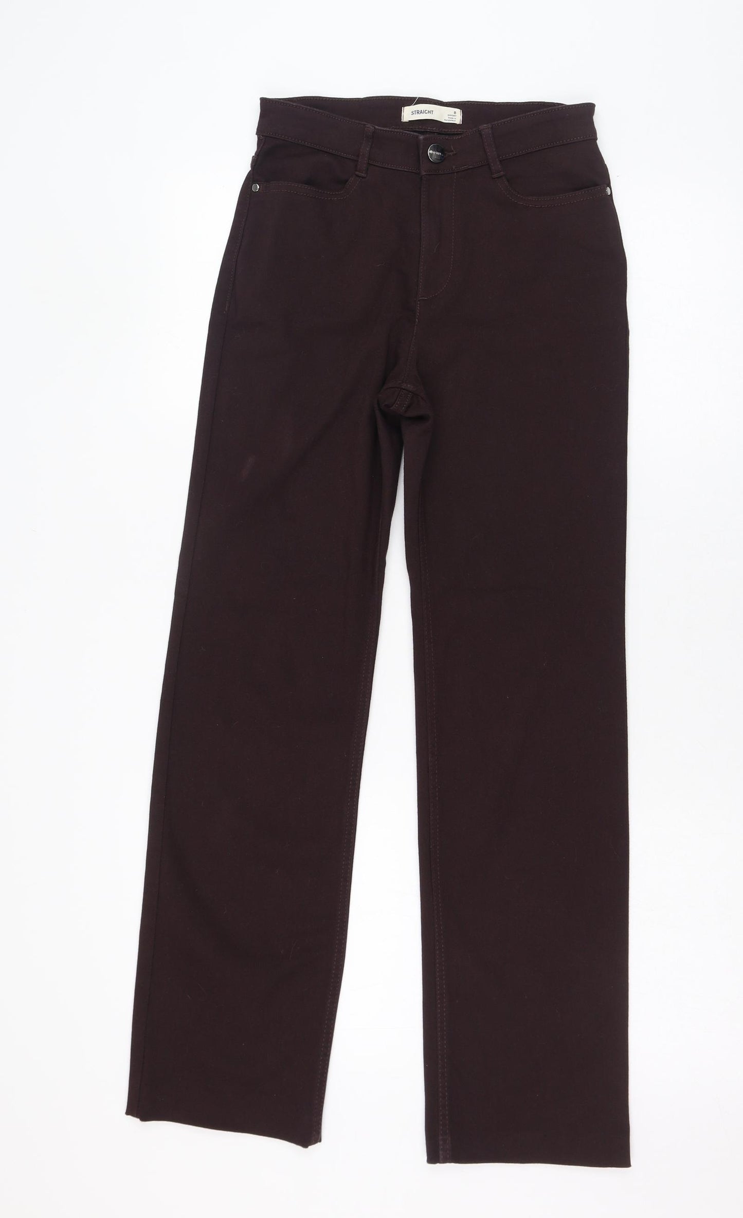 Marks and Spencer Womens Brown  Cotton Straight Jeans Size 8 L28 in Regular Zip